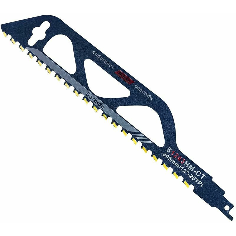 KZQ - Lame de Scie Sabre en Acier au Carbure de Tungstène - Pour Métal, Bois, Pierre, Béton Cellulaire, Brique, Plaque de Ciment - Longueur 305mm