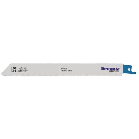 Lame de scie sabre Longueur 200 mm Largeur 19 mm métal pas de dent TPI 18 1,4 mm fraisé, ondulé