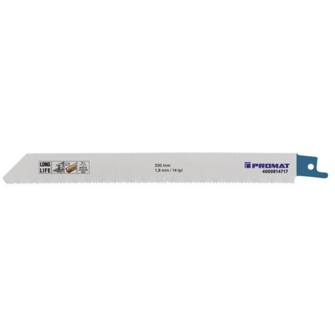 Lame de scie sabre  Longueur 200 mm Largeur 19 mm pas de dent TPI 14 1,8 mm fraisé, ondulé