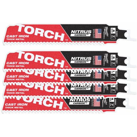 Lame de scie sabre MILWAUKEE TCT Torch nitrus 150 mm - Blister de 5 - 48005561