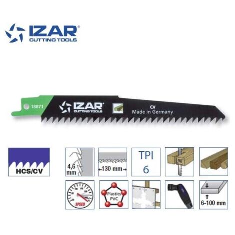 Lame de scie sabre pour bois (S644D) - Paquet de 5 PCS - HCS/CV 150 mm TPI 6 - IZAR