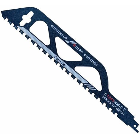 Lame de Scie Sabre,Lame de Scie Sabre Expert au Carbure de Tungstène pour Métal,Bois,Pierre,Accessoires de Scie Sabre pour Béton Cellulaire,Brique,Béton (305 mm (S1243HM))