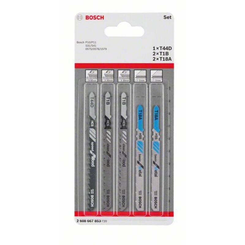 Bosch - Accessories 2608667853 set de lames de scie sauteuse Wood and Metal, 5 pièces, double tige à cames 5 pc(s) A313972