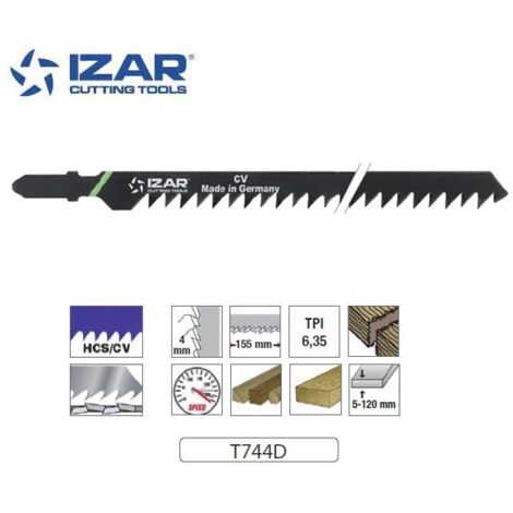 Lame de scie sauteuse coupe rapide et longue 180mm TPI6.35 – Paquet 3 PCS – IZAR (T744D)