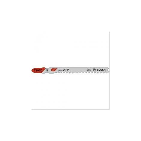 Lame de scie sauteuse HCS pour PP et PE - T102D L=100mm Bosch - boîte de 5