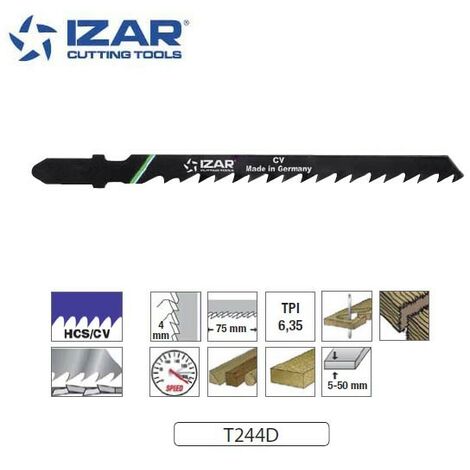 lame de scie sauteuse Izar T244D coupe courbe rapide 100mm TPI6.35 (x3)