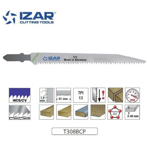 lame de scie sauteuse renversée Izar T308BCP coupe rapide 117mm TPi13 (x3)