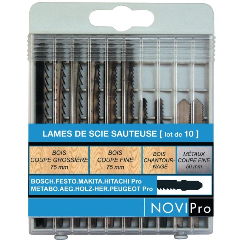 Lame de scie sauteuse - universelle - panachée - coffret plastique de 10 Novipro 7050-10