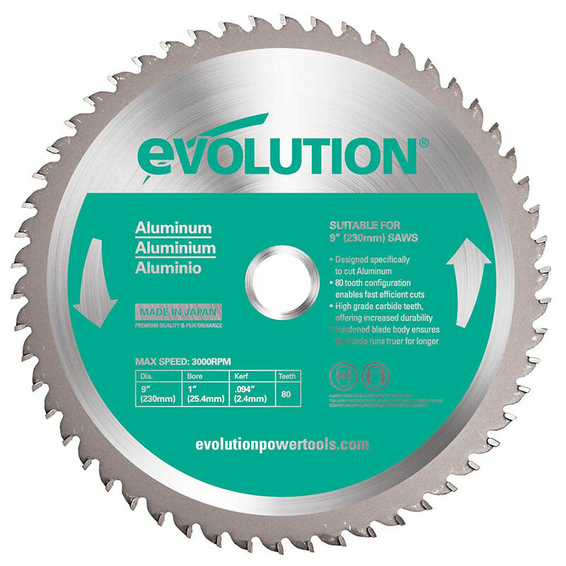 Evolution - Lame de scie Spécial coupe Aluminium 230 mm - 80 dents