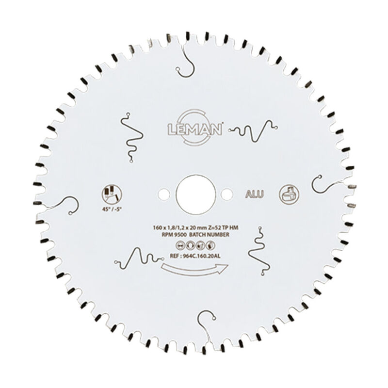 Leman - Lame de scie circulaire fine hm pour l'aluminium - LSC.964C.AL - 165 mm - 20 mm - 1.8 mm - 54 dents
