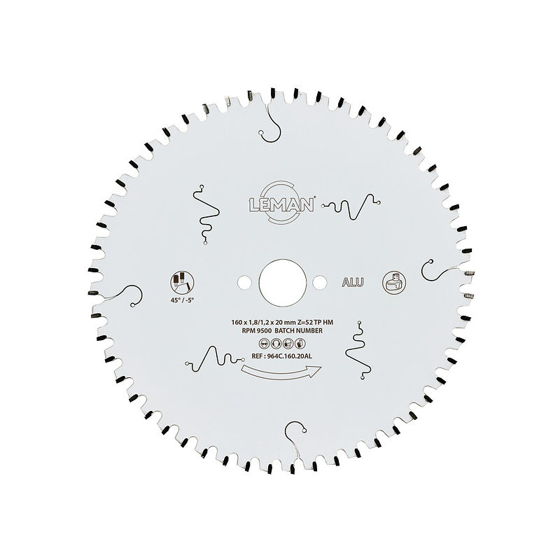 Leman - Lame de scies circulaires hm fine pour aluminium, diamètre 185 mm, 56 dents tp négative
