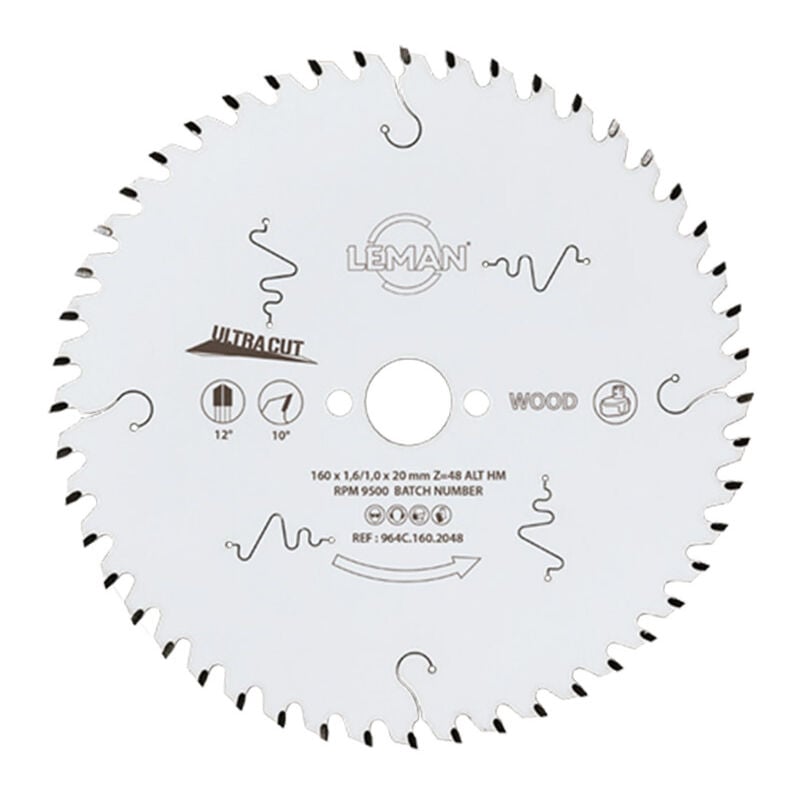 LEMAN Lame de scie circulaire HM Ultracut pour le bois - LSC.964C.W - 190 mm - 30 mm - 1.6 mm - 28 dents