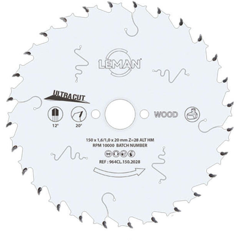 Leman - Lame de scie circulaire hm Ultracut pour le bois - LSC.964C.W - 136 mm - 20 mm - 1.6 mm - 24 dents
