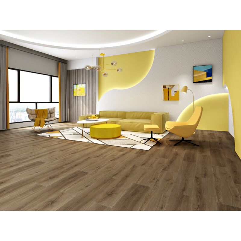 Lame de sol pvc 2.55m² 5 mm, Planche de plancher pvc autoadhésif - Chauffage au sol aménageable, revêtement de sol design en vinyle - Gris clair