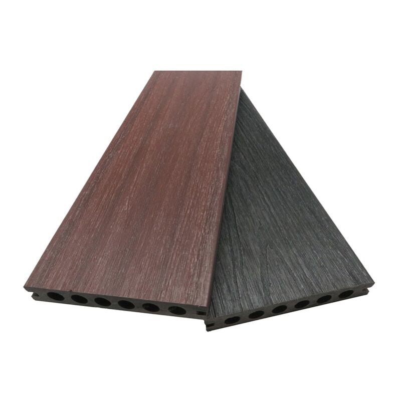 Mccover - Lame de terrasse en composite alvéolaire coextrudé biface Supra - Coloris - Charbon / Acajou, Epaisseur - 23 mm, Largeur - 14,5 cm,