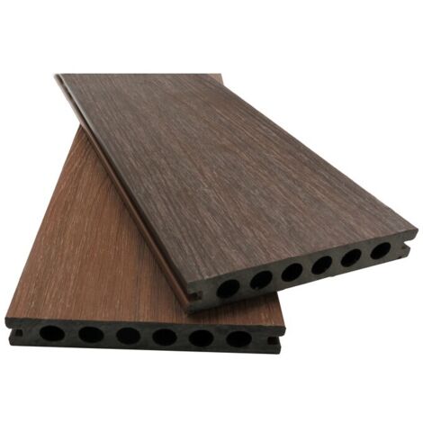 Lame de terrasse en composite alvéolaire coextrudé biface Supra - Coloris - Ambre / Chêne foncé, Epaisseur - 23 mm, Largeur - 14,5 cm, Longueur - 360 cm