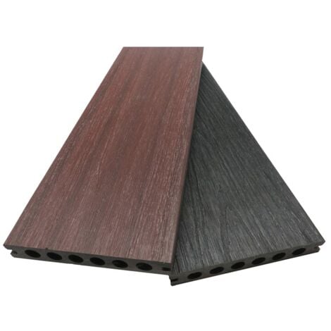 Lame de terrasse en composite alvéolaire coextrudé biface Supra - Coloris - Charbon / Acajou, Epaisseur - 23 mm, Largeur - 14,5 cm, Longueur - 360 cm