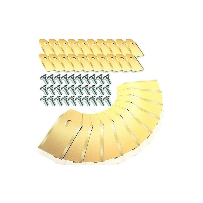 Lame de tondeuse à gazon monotrou allongée lame de tondeuse à gazon de jardin 43180.75MM or 30 pièces + 30 vis