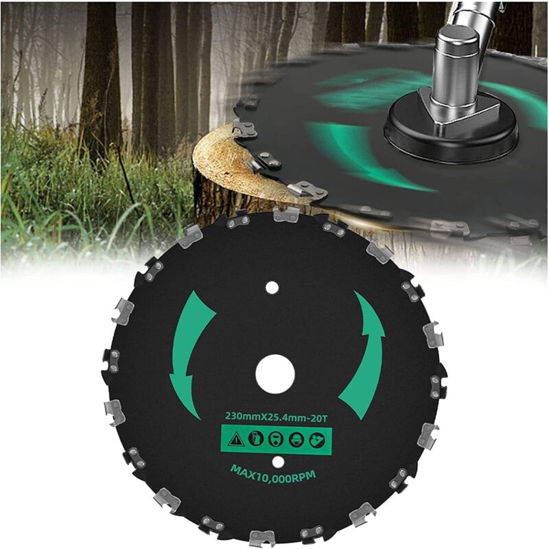 Lame de tronçonneuse, lame de désherbage de 22,9 cm, lame de scie circulaire à 20 dents – Pour l'élagage des arbres, le débroussaillage, la coupe de