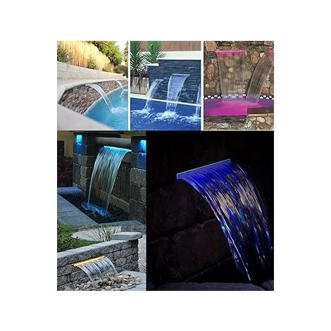 ZENLYS Lame d'eau Cascade en acrylique Largeur 60cm / Avec Leds intégrées / Télécommande et coffret transformateur