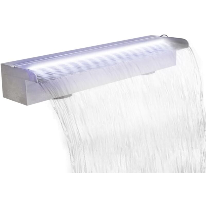 Lame d'eau rectangulaire à led 60 cm en acier inoxydable pour piscine The Living Store Blanc