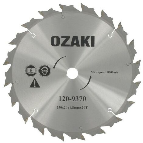 Lame débroussailleuse carbure 250mm – 20 dents pour coupe précise – Alésage 20mm – Épaisseur 1.8mm pour terrains difficiles
