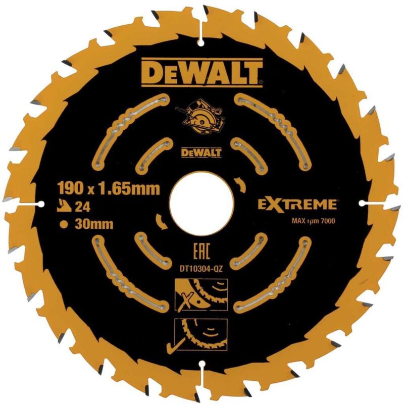 Lame de scie circulaire DEWALT DEWDT10304QZ 190 x 30 mm 24 dents Cadrage Extreme