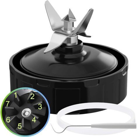 Lame d'extraction à 7 ailettes avec joint en caoutchouc - Pièces de rechange compatibles avec les mélangeurs Nurti Ninja Auto iQ BL480 BL482 BL642 BL682 NN102（7fins）