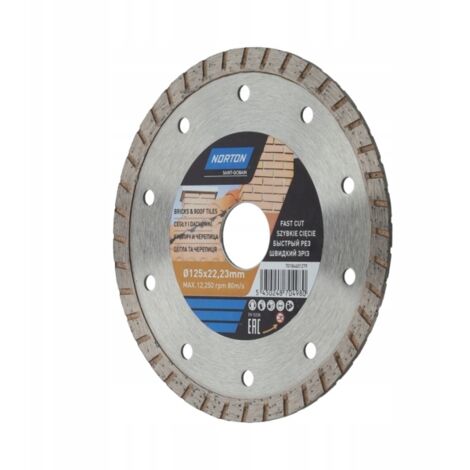 Lame diamantée NORTON BRICKS 125 mm x 22 mm