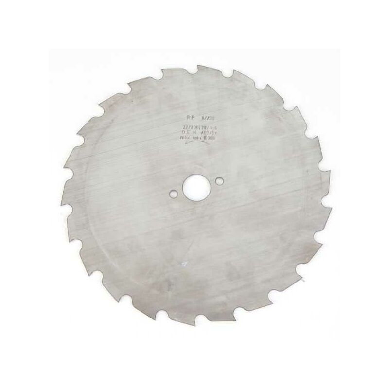 Matijardin - Lame disque 22 dents débroussailleuse. Gouges. ø 200 mm. Alésage 20 mm. Epaisseur 1,6 mm