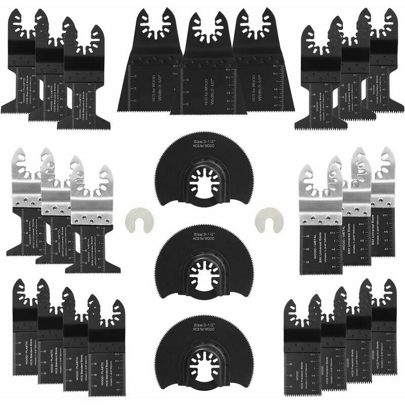 Tonchean - Lame d'outil multifonction,28 Accessori per utensili multifunzione oscillanti Lama universale per taglio angolare legno/metallo/plastica
