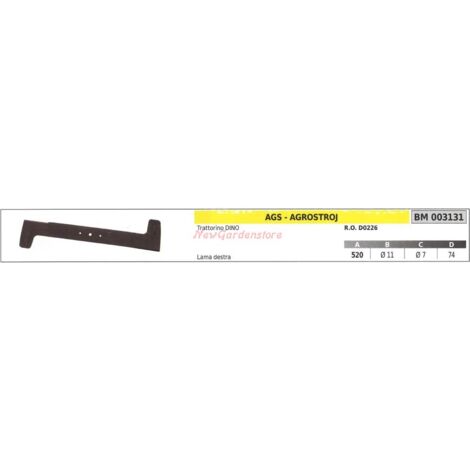 Lame droite AGS pour tracteur tondeuse DINO 003131