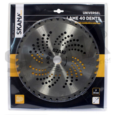 Lame En Acier 40 Dents à Pointes Carbure ø : 255 Mm Alésage : 25,4 Mm Epaisseur : 1,3 Mm Pour Débroussailleuses à Partir De 35 C