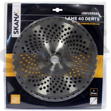 Lame En Acier 40 Dents à Pointes Carbure ø : 255 Mm. En Forme De Bol Avec Effet De Sol Pour évacuation Des Débris, évite Le Bloq