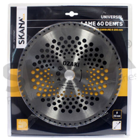 Lame En Acier 60 Dents à Pointes Carbure ø : 255 Mm Alésage : 25,4 Mm Epaisseur : 1,4 Mm Pour Débroussailleuses à Partir De 35 C