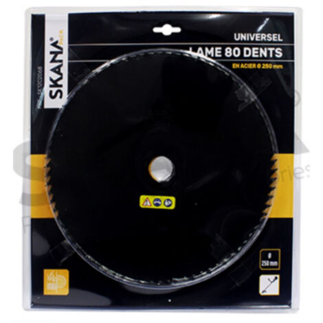 Lame En Acier 80 Dents ø : 255 Mm Alésage : 25,4 Mm Epaisseur : 1,9 Mm Pour Débroussailleuses à Partir De 35 Cc.