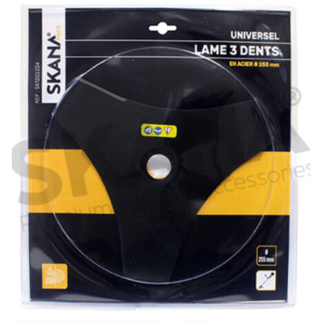 Lame En Acier Professionnelle 3 Dents évidée ø : 255 Mm Alésage : 25,4 Mm Epaisseur : 1,6 Mm Pour Débroussailleuses à Partir De
