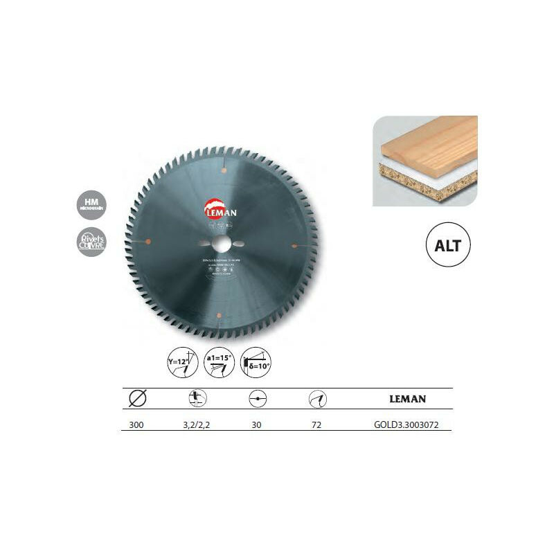 Leman - Lame Hm Micro-Grain Mise à Format 300x30x72z Alt. / Bois