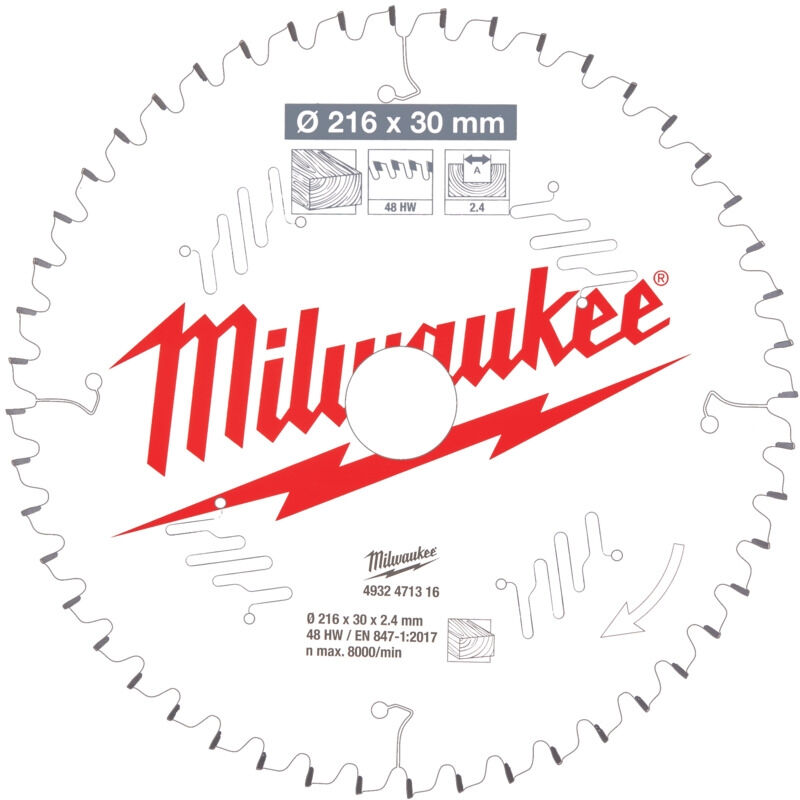 Milwaukee - csb 4932479575 lot de 2 lames de scie circulaire pour scie à onglet 216 mm x 30 mm
