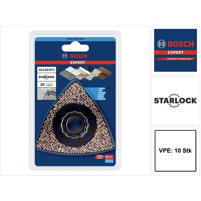 Bosch - expert avz 90 RT2 Patin de ponçage Starlock 90 mm - 10 pièces