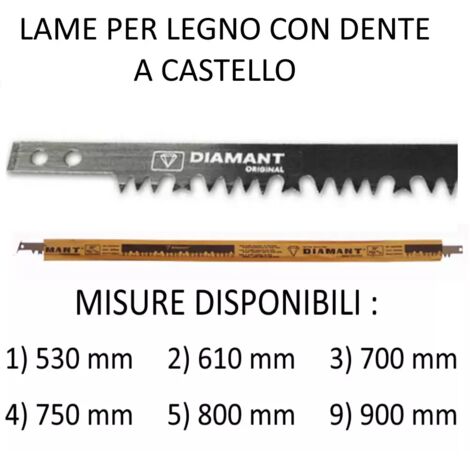LAME PER LEGNO DENTE CASTELLO  LUNGHEZZA 530 MM