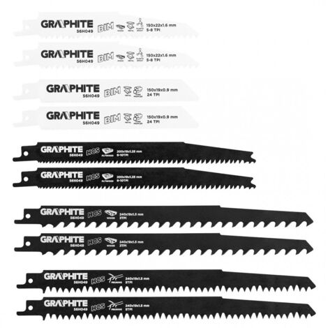 Lame per sega a gattuccio Graphite 56h049 taglio dritto e curvo