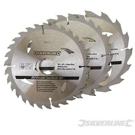 Lame per sega circolare in TCT 16, 24, 30 denti 3 p.zi pe legno silverline-135 x 12,7 - 10 mm