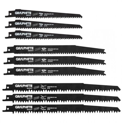 Lame per sega Graphite 56h047 HCS 3 pezzi legno plastica