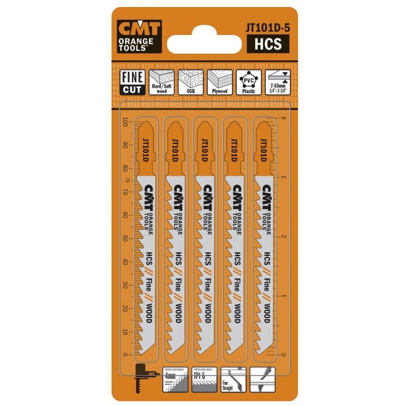 CMT - JT101D-5-5 jig saw blades hcs 100x4x6tpi (wood/straight/fine)