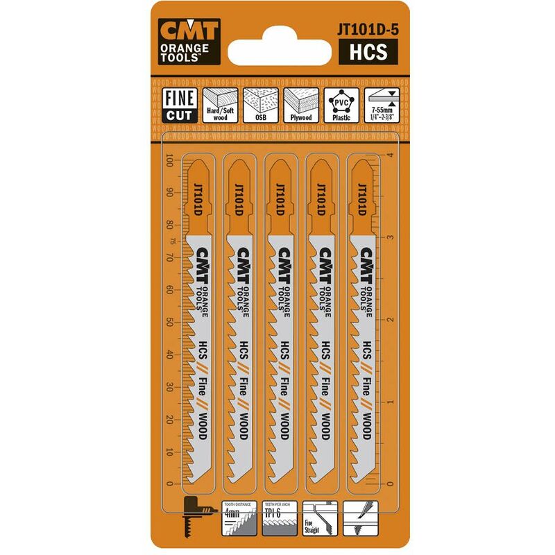 CMT - JT101D-5-5 jig saw blades hcs 100x4x6tpi (wood/straight/fine)