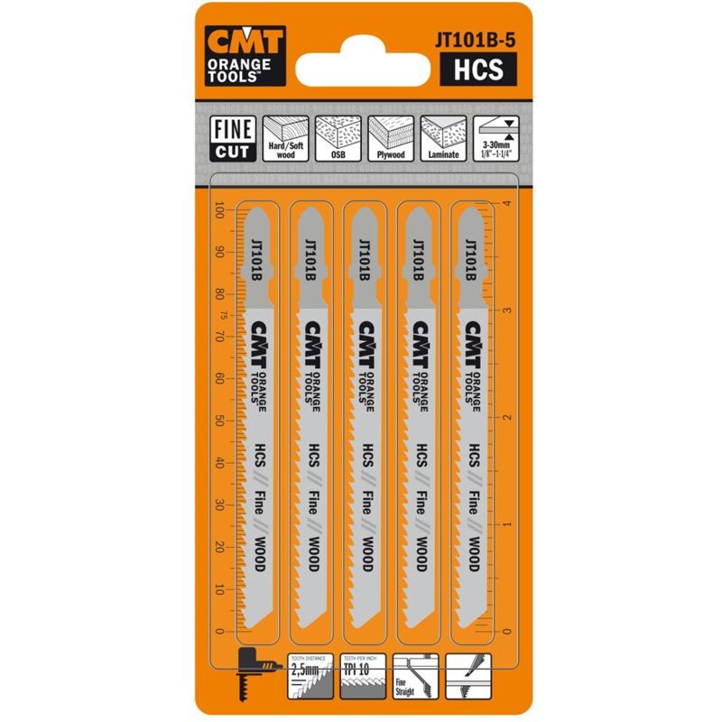 JT101B-5-5 jig saw blades hcs 100x2.5x10tpi (wood/straight/fine) - CMT