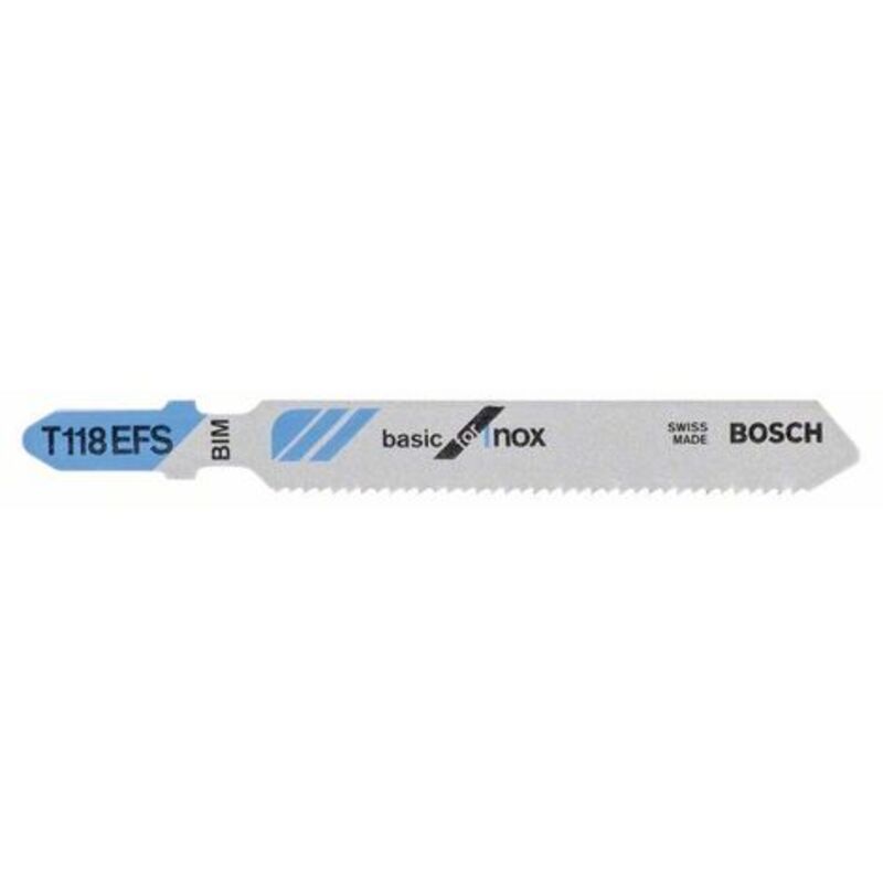 Bosch Professional 3 Stichägeblätter T 118 EFS Basic for Inox (per Lamiere di acciaio inossidabile, accessorio Seghetto alternativo)