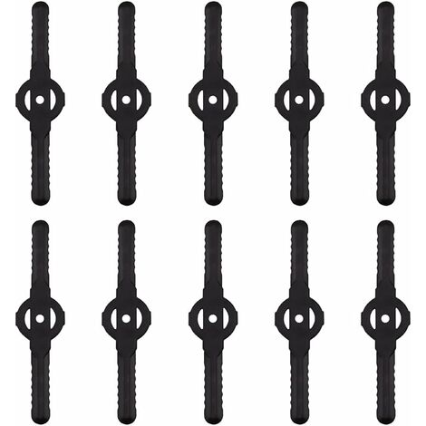 Lame plastique coupe bordure, 10 pcs Lames En Plastique Cutter Remplacer Pour ensemble doutils de coupe-herbe sans fil, remplacement de lames de coupe de tondeuse à gazon en plastique（noir）