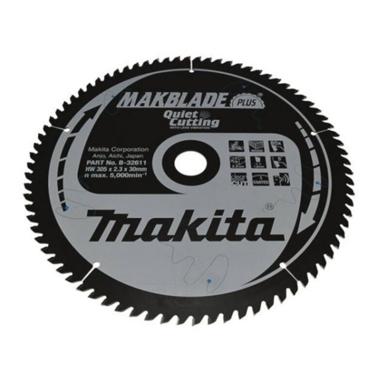 Makita - lame pour bois makblade quiet cutting 305mm 80 dents B-32611